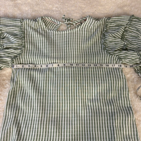 ANTHROPOLOGIE Pilcro Sybil Ruffle Sleeve Blouse Flowy Tiered Sleeve Tie Back S - Picture 5 of 10